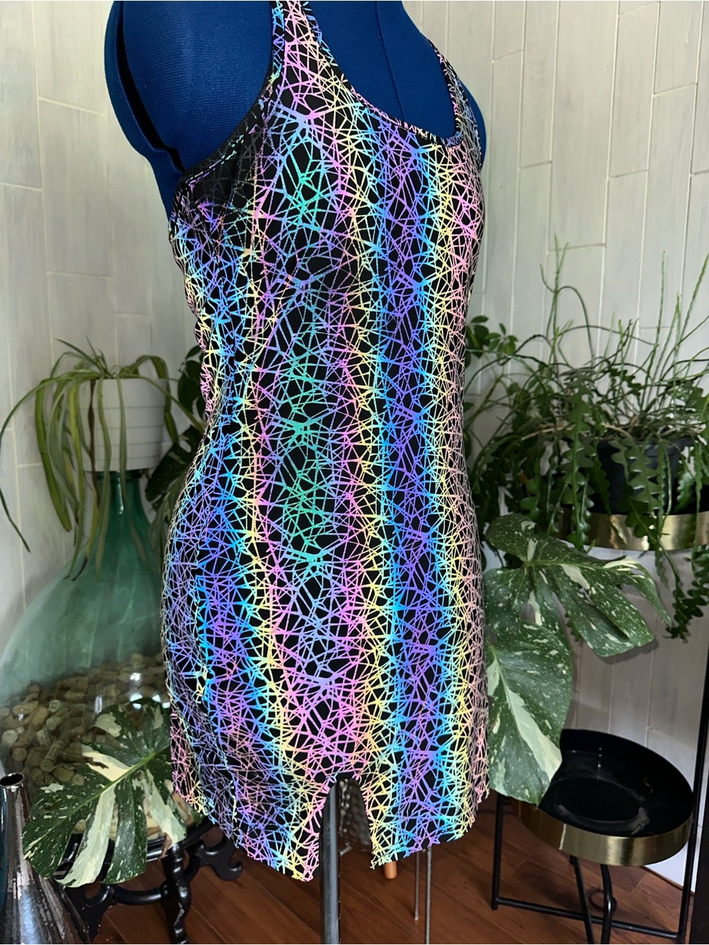 SHEIN Black Multicolor Strappy Asymmetrical Bodycon Dress